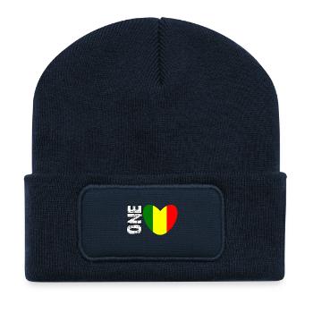 Cœur du drapeau du Mali avec un texte DISPARU - Beanie recyclé à patch - bleu marine - Devant