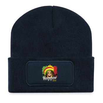 Portrait de l’ambiance reggae rasta - Beanie recyclé à patch - bleu marine - Devant