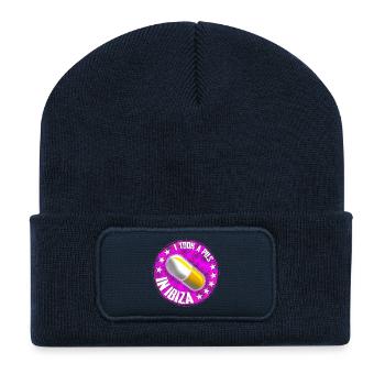 Humorous pill affirmation in retro style - Recycled Patch Beanie - french navy - Front