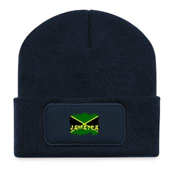 Jamaika Graffiti Flag Design - Recycelte Patch Beanie - French Navy - Vorne