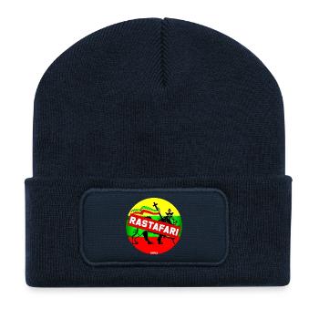 Rastafari Löwe Banner - Recycelte Patch Beanie - French Navy - Vorne