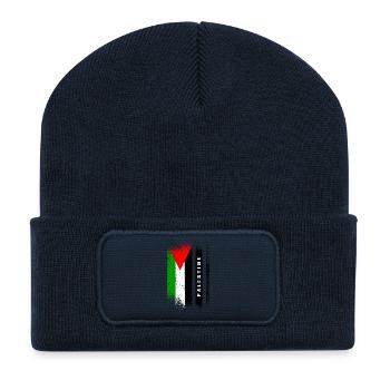 Drapeau de la Palestine / Cadeau Gaza - Beanie recyclé à patch - bleu marine - Devant