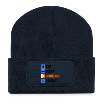 Boulder Bouldering Climbing Without a rope saying - Recycled Patch Beanie - french navy - Front