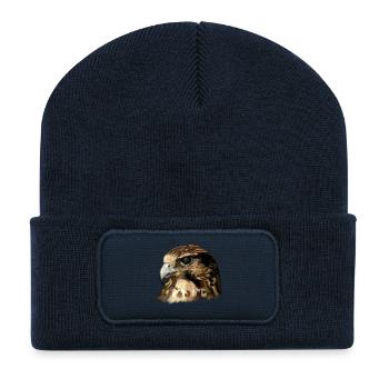 faucon - Beanie recyclé à patch - bleu marine - Devant
