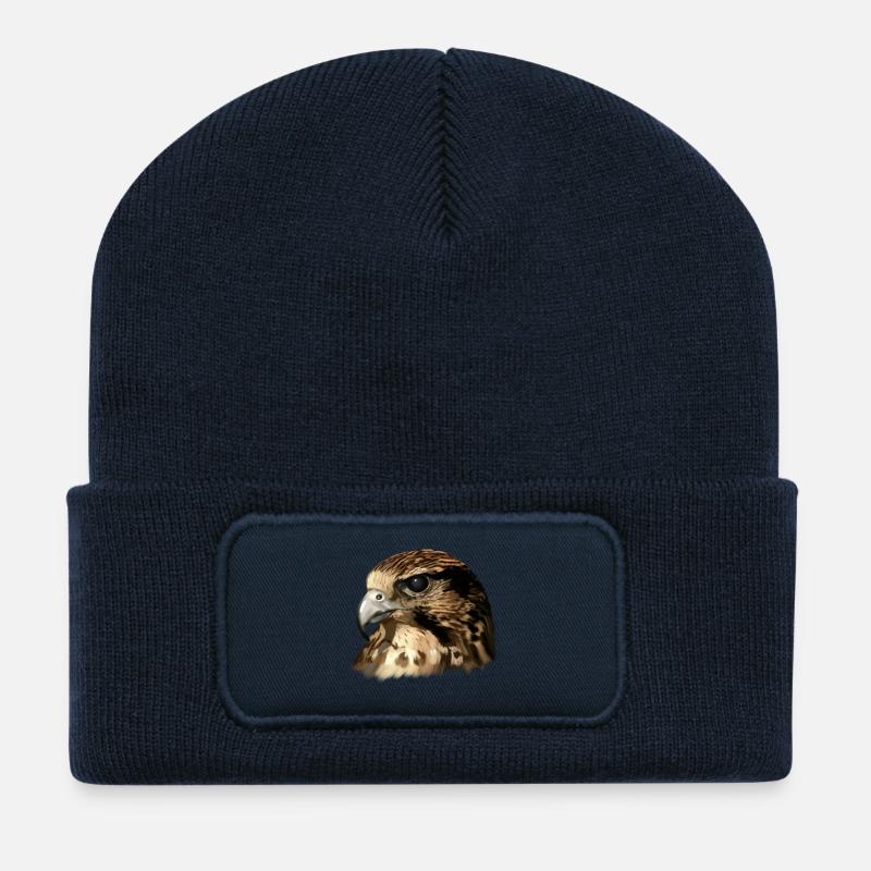faucon - Beanie recyclé à patch - bleu marine