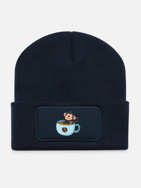 Kaffee-Äffchen - Recycelte Patch Beanie - French Navy