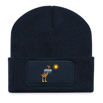 Giraffe and sun - Recycled Patch Beanie - french navy - Front