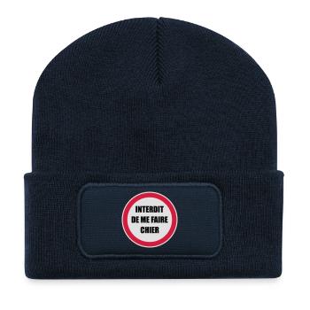 Interdit de me faire chier - Râler Räleur Râleuse - Beanie recyclé à patch - bleu marine - Devant