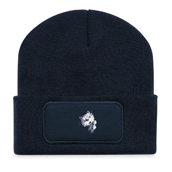Chat bleu drôle pour les amis de chat - Beanie recyclé à patch - bleu marine - Devant