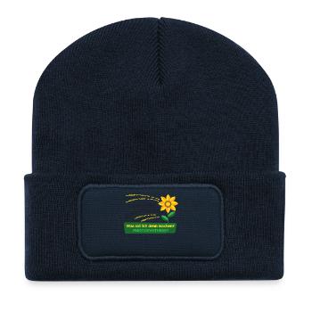 Langschläfer Aufwachen Morgenmuffel Lustig Sprüche - Recycelte Patch Beanie - French Navy - Vorne