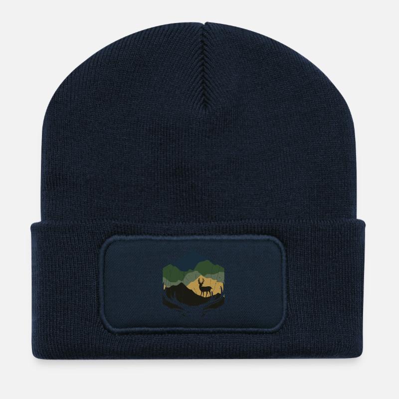 Hirsch - Natur - Berge - Wald - Recycelte Patch Beanie - French Navy