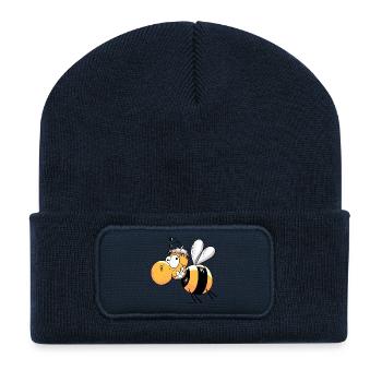 Fröhliche Biene - Recycelte Patch Beanie - French Navy - Vorne