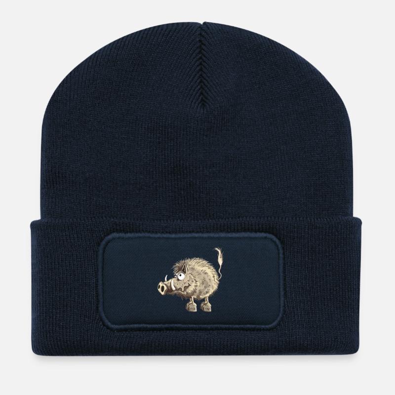 Lustiges Wildschwein - Recycelte Patch Beanie - French Navy