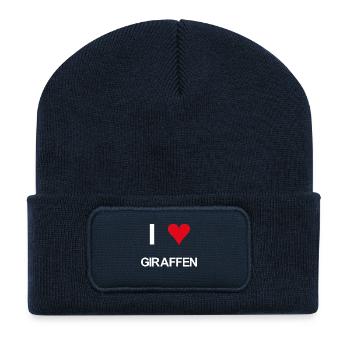 I love Giraffen - Recycelte Patch Beanie - French Navy - Vorne