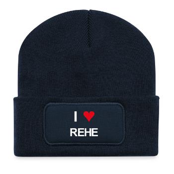 I love rehe - Recycelte Patch Beanie - French Navy - Vorne