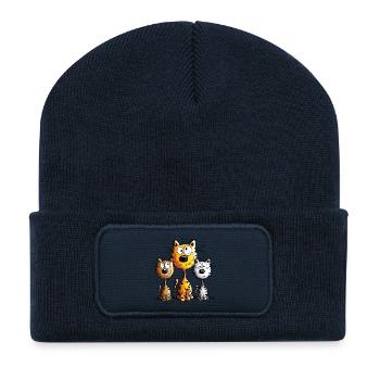 Trois meilleurs amis - Chat - Chats - Cadeau - Beanie recyclé à patch - bleu marine - Devant