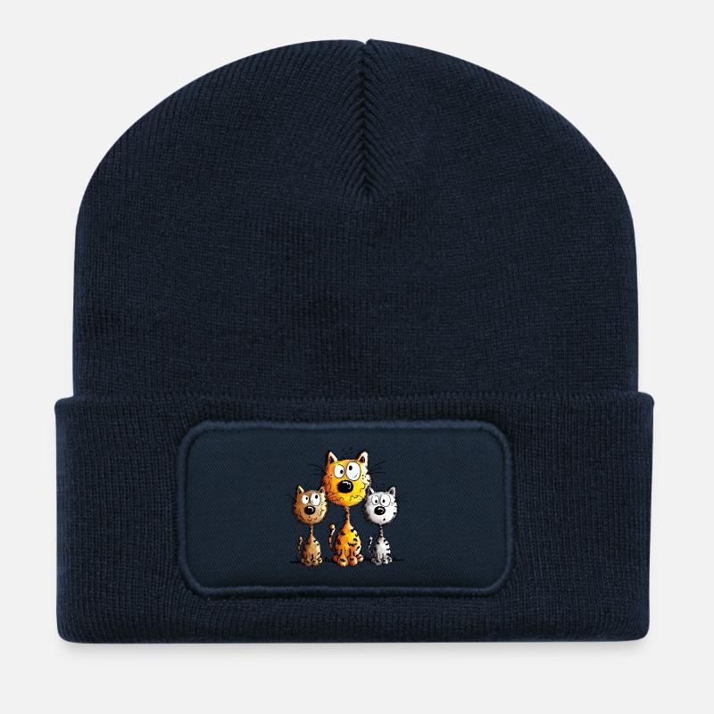 Trois meilleurs amis - Chat - Chats - Cadeau - Beanie recyclé à patch - bleu marine
