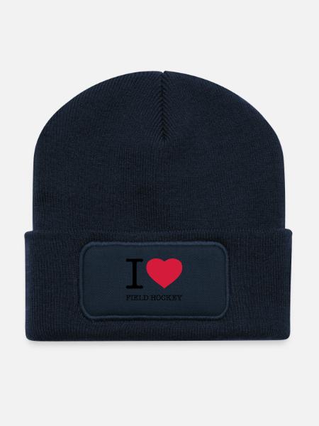 I LOVE FIELD HOCKEY Feldhockey - Recycelte Patch Beanie - French Navy