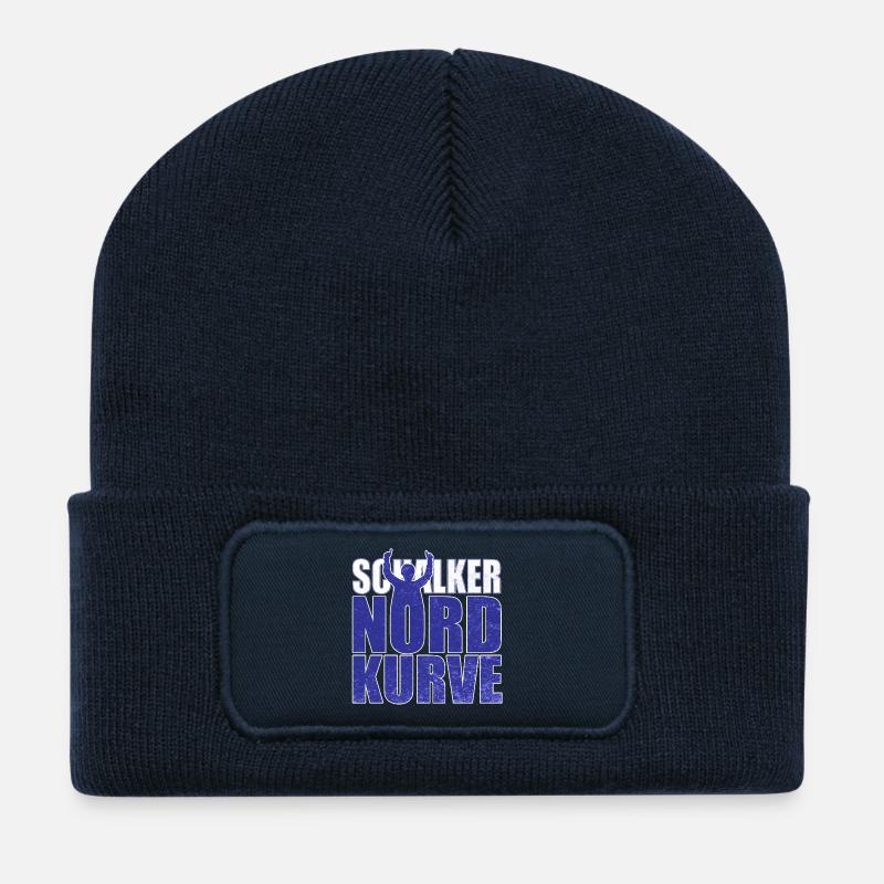 Schalker Nordkurve Schriftzug Geschenkidee - Recycelte Patch Beanie - French Navy