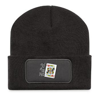 Mon roi de coeur - Beanie recyclé à patch - charbon - Devant