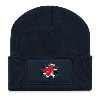 coeur lacé et réparé avec trou de serrure - Beanie recyclé à patch - bleu marine - Devant