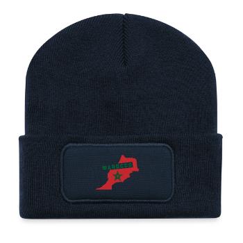 Carte du Maroc avec drapeau national - Beanie recyclé à patch - bleu marine - Devant