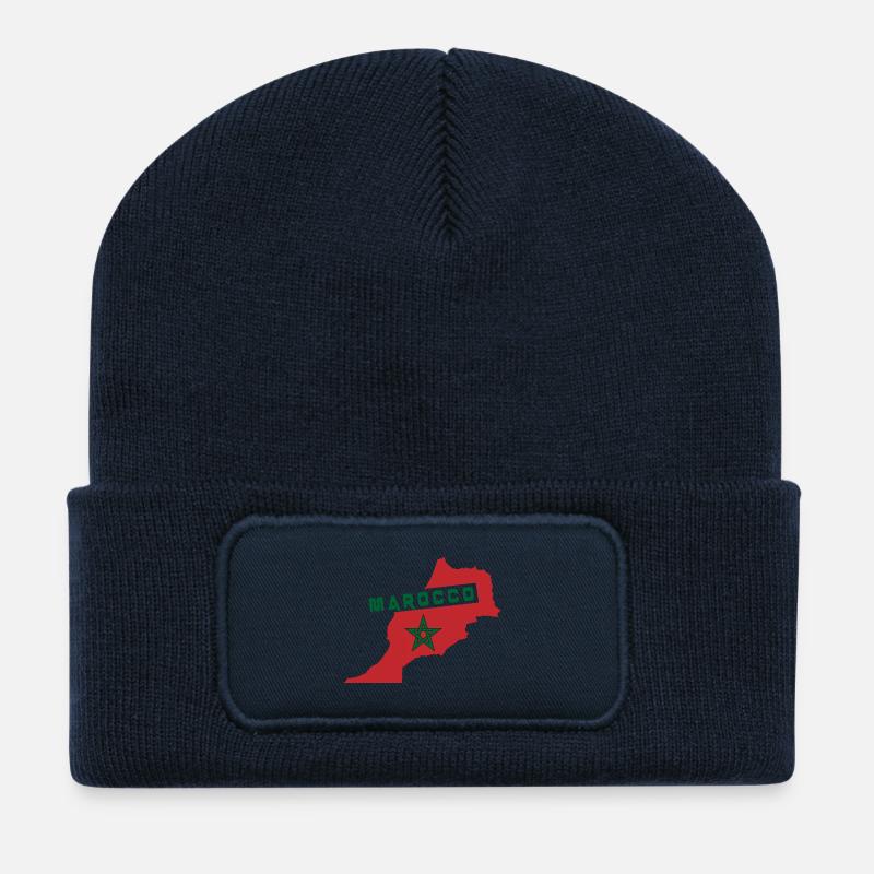 Marokko Landkarte mit Nationalflagge - Recycelte Patch Beanie - French Navy