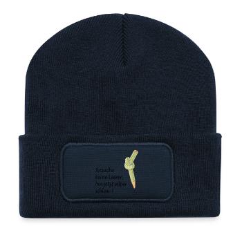 Schule - Recycelte Patch Beanie - French Navy - Vorne