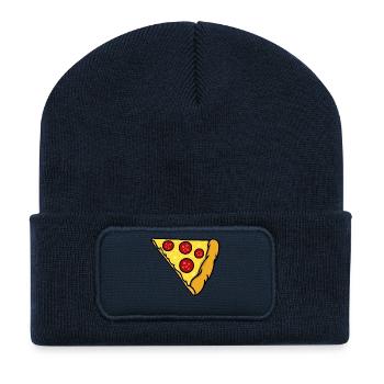 Look partenaire | Pizza amour couple couple drôle - Beanie recyclé à patch - bleu marine - Devant