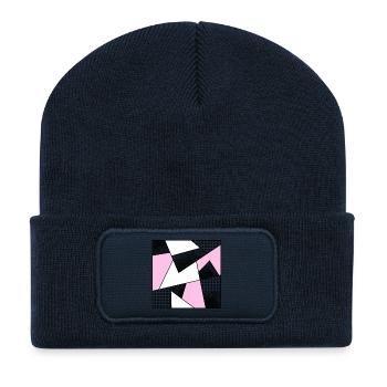 Mosaïque moderne rose - Beanie recyclé à patch - bleu marine - Devant