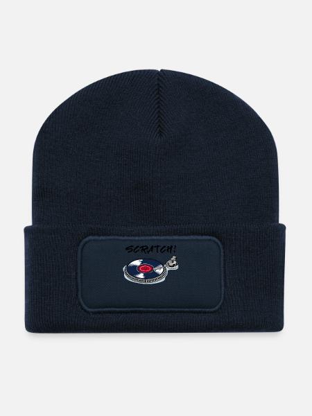 Scratchen Turntable Plattenspieler Beatbox Vinyl - Recycelte Patch Beanie - French Navy