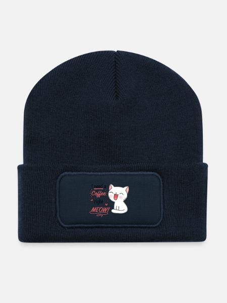 i need a coffee right meow - Recycled Patch Beanie - french navy