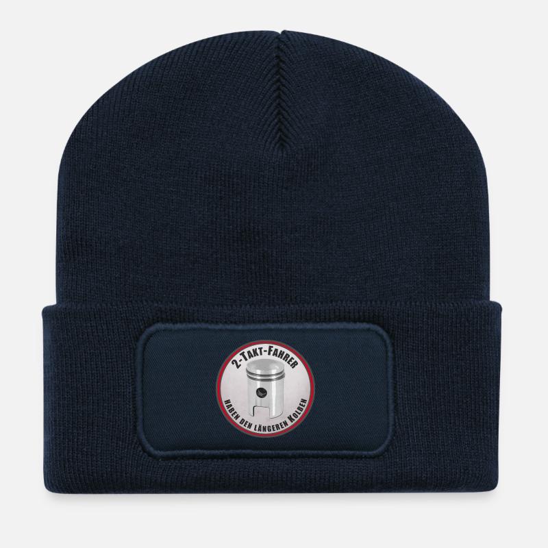 2-Takt-Fahrer haben den längeren Kolben - Recycelte Patch Beanie - French Navy