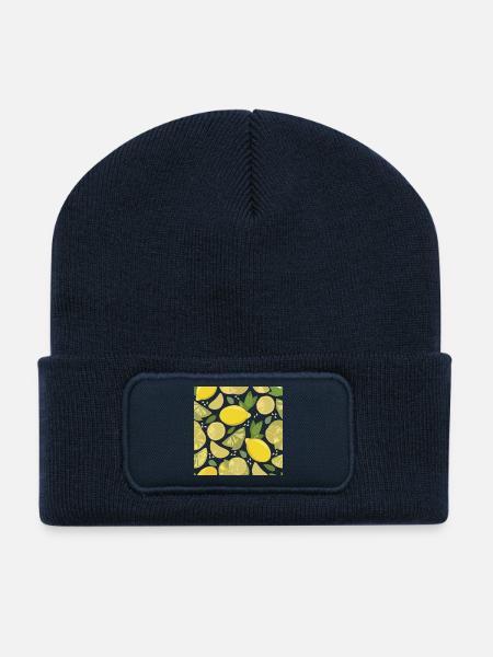 Zitronen-Design mit Frischeffekt - Recycelte Patch Beanie - French Navy