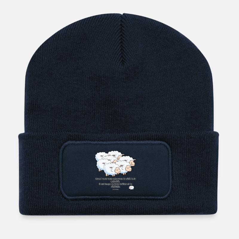 Les moutons de la majorité... - Beanie recyclé à patch - bleu marine
