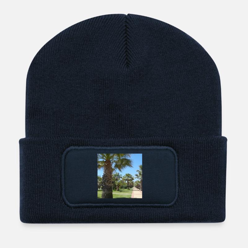 Palmen Urlaub Ferien Reise Spanien - Recycelte Patch Beanie - French Navy