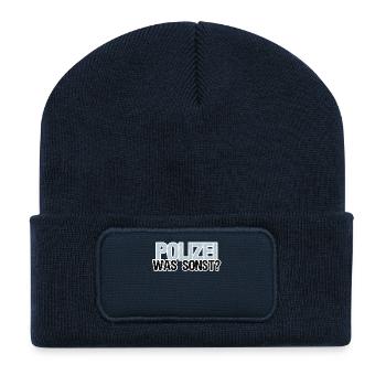 Polizei Polizist Beruf Arbeit Sprüche - Recycelte Patch Beanie - French Navy - Vorne