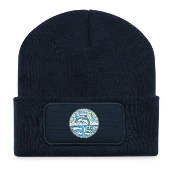 Delphin Meer Freiheit - Recycelte Patch Beanie - French Navy - Vorne