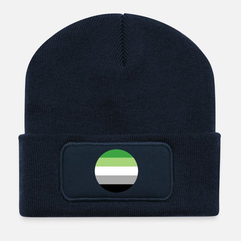 autocollant rond drapeau de fierté aromantique idée cadeau lgbt - Beanie recyclé à patch - bleu marine