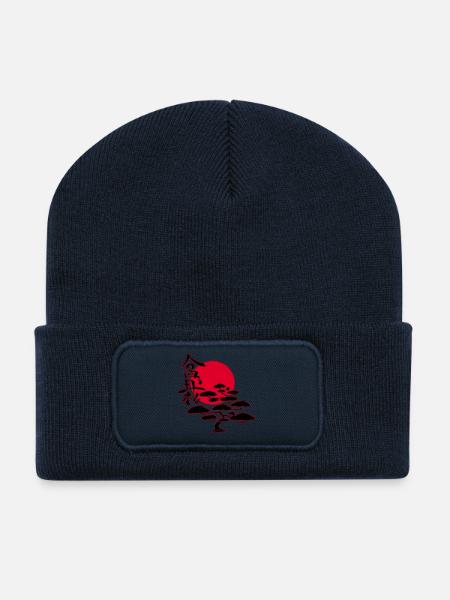Arbre bonsaï japonais - Beanie recyclé à patch - bleu marine