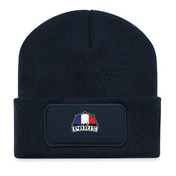 Paris France Skyline Travel Souvenir French Flag - Recycled Patch Beanie - french navy - Front