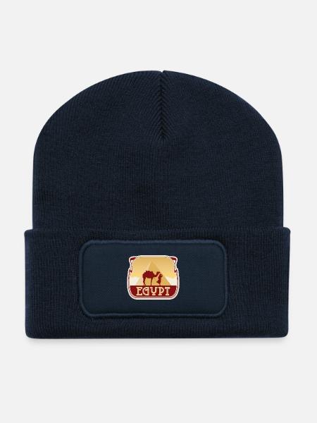 Autocollant souvenir de voyage Egypte Badge drapeau égyptien - Beanie recyclé à patch - bleu marine
