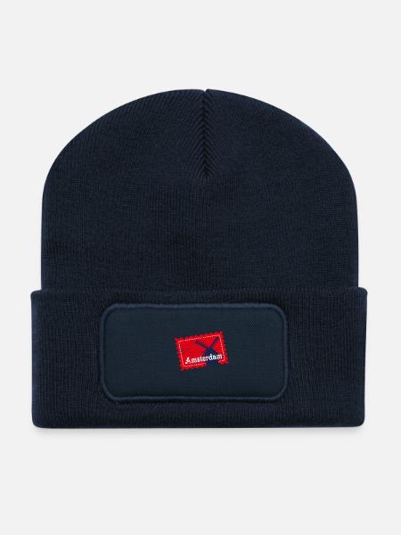 Amsterdam Niederlande Travel Souvenir Stamp Badge - Recycelte Patch Beanie - French Navy