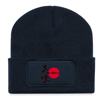 Le mot héros en japonais - Beanie recyclé à patch - bleu marine - Devant