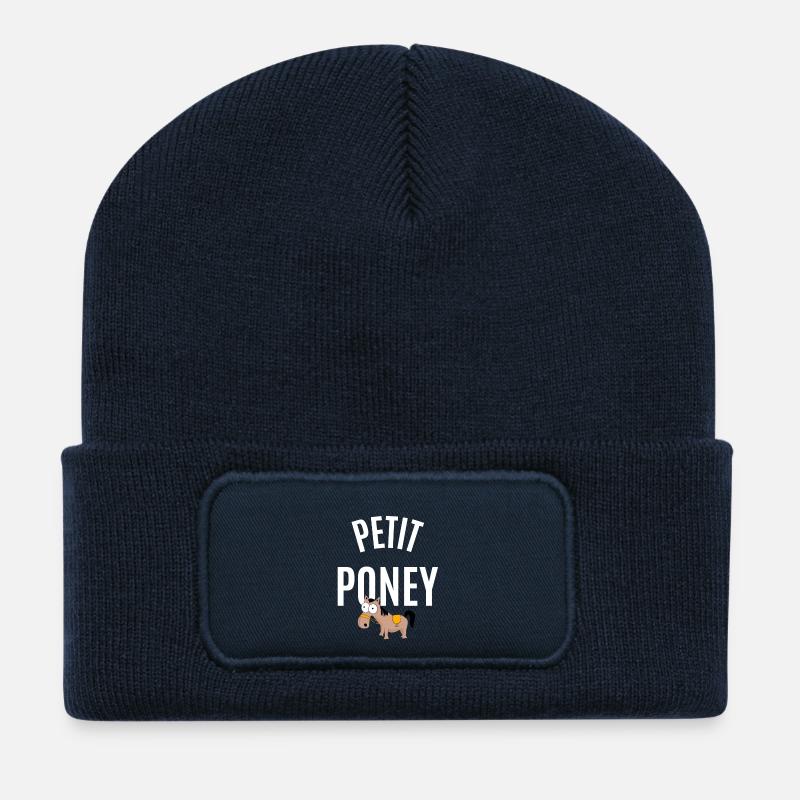 Petit poney - Beanie recyclé à patch - bleu marine