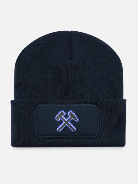 Hammer und Schlägel Bergbau Schalke Kohle Geschenk - Recycelte Patch Beanie - French Navy