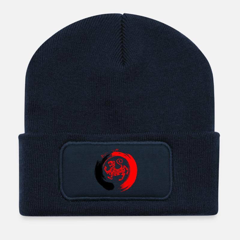 Shotokan Tiger im Zen-Zeichen - Recycelte Patch Beanie - French Navy