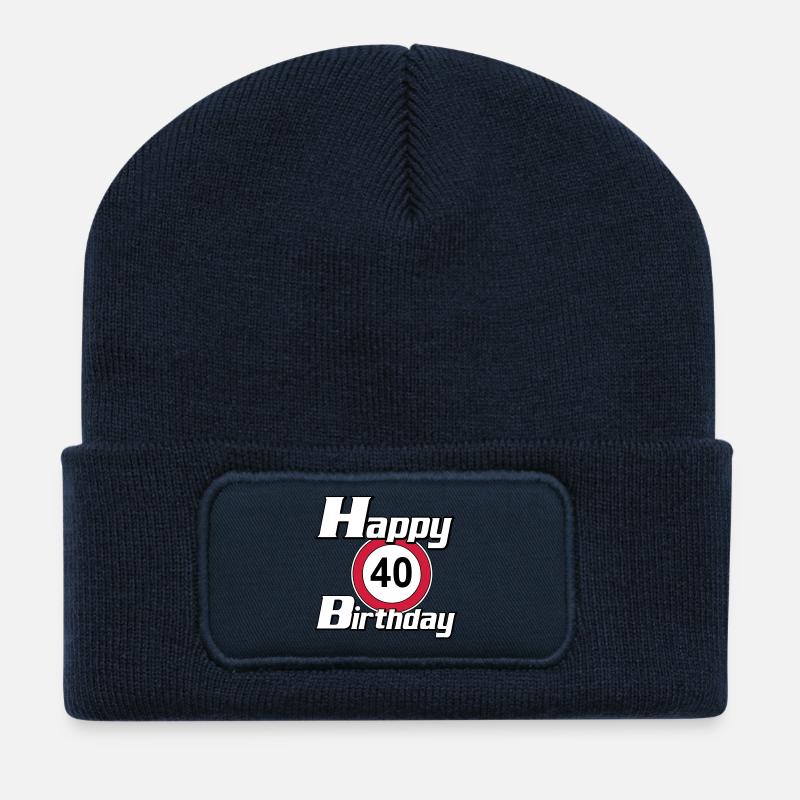 40.Geburtstag , 40 Jahre , Happy Birthday 40 (25) - Recycelte Patch Beanie - French Navy