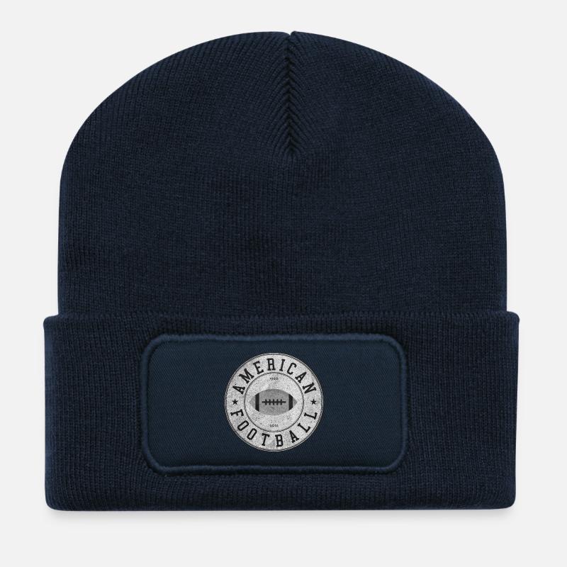 Retro Badge American Football - Recycelte Patch Beanie - French Navy
