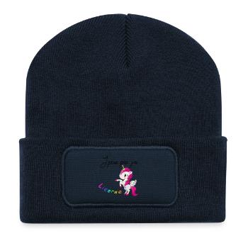 J'ai LICORNE - Beanie recyclé à patch - bleu marine - Devant